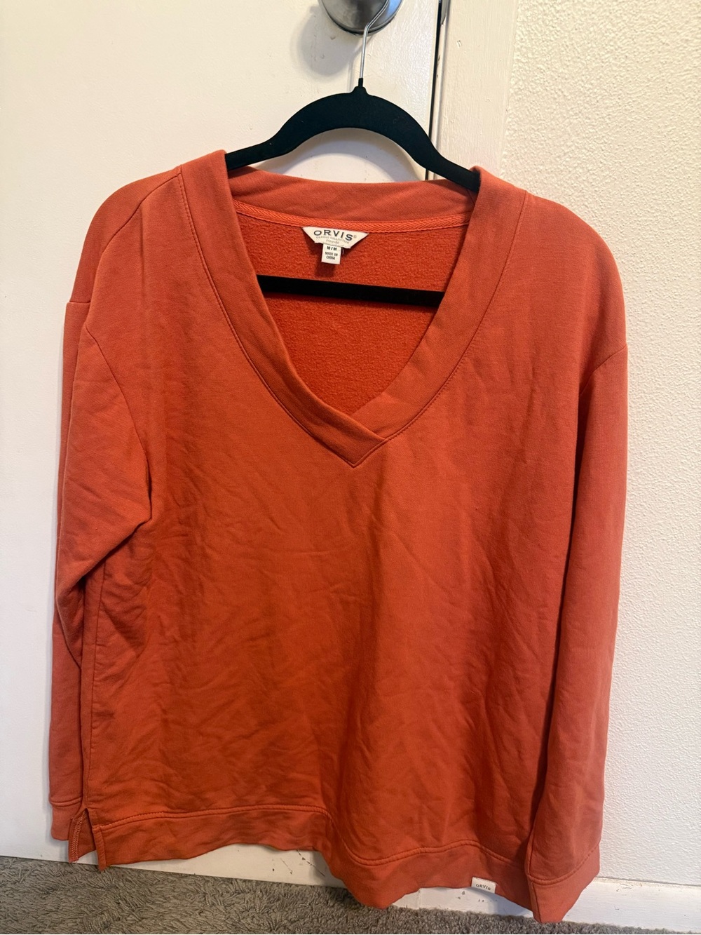 Orvis Women's Rust-Orange V-Neck Sweatshirt